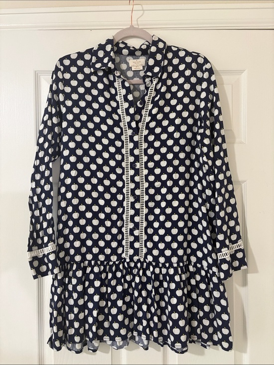 kate spade Tops - kate spade Navy and White Apple-Print Tunic Blouse Small